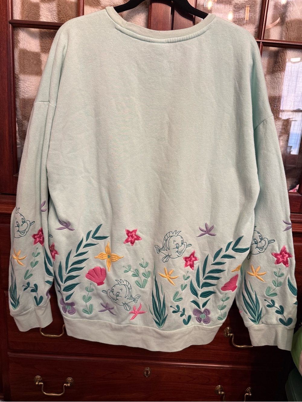 Ariel Embroidered Crewneck Sweatshirt - Light Seafoam - Picture 2 of 3